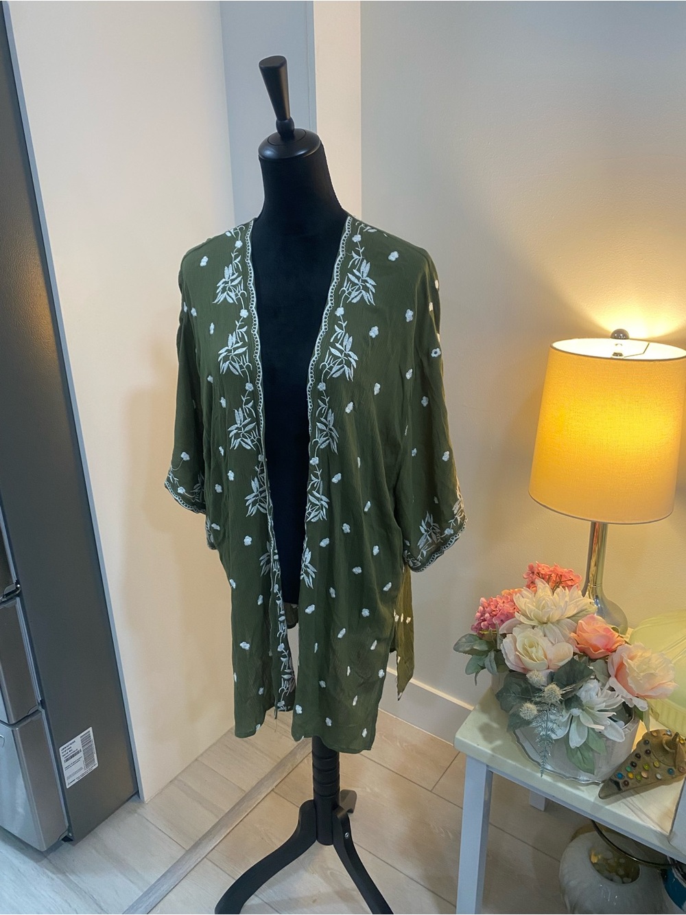 Blue Rain Olive Green Floral Print Blouse